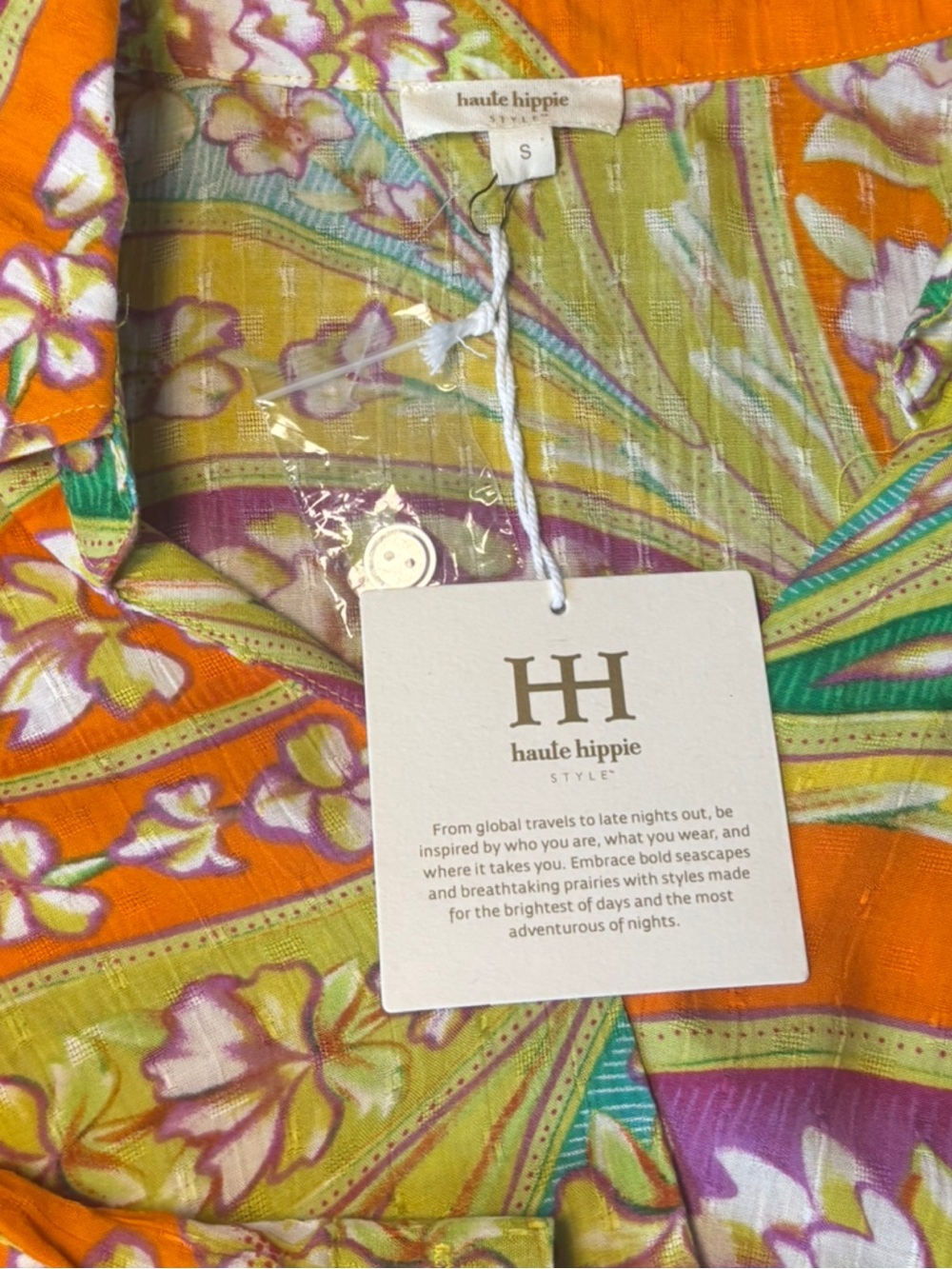 NWT Haute Hippie Floral Paisley Faux Wrap Cropped Boho Blouse - Small - Picture 6 of 8
